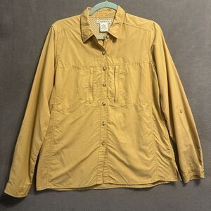 ExOfficio Vented Button Up Shirt Womens Large Long Sleeve Fishing Hiking Camping